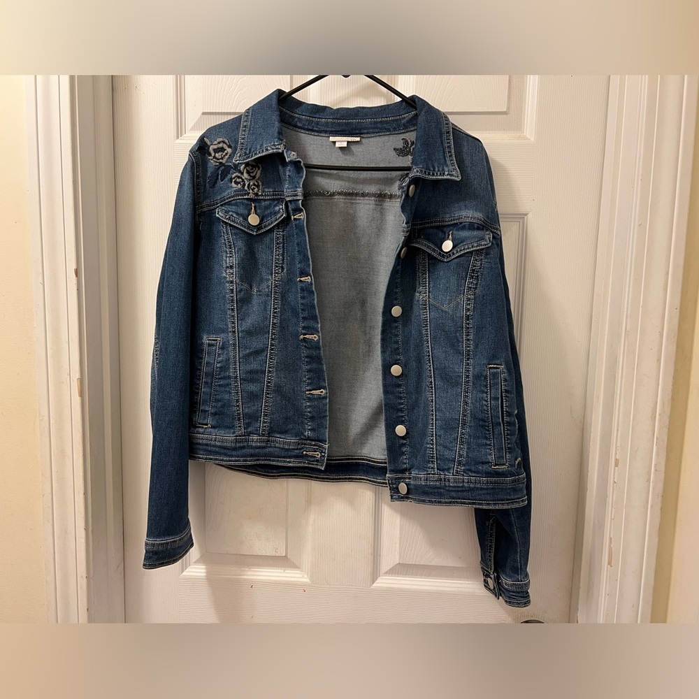 Blue denim embroidered jacket